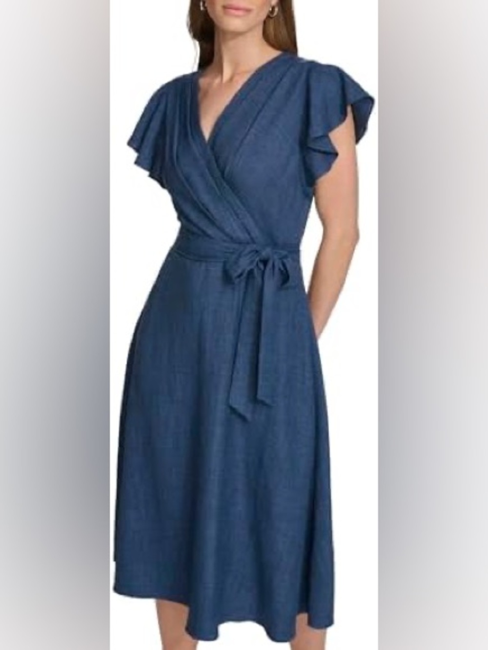 DKNY Wrap Dress in Denim Blue
